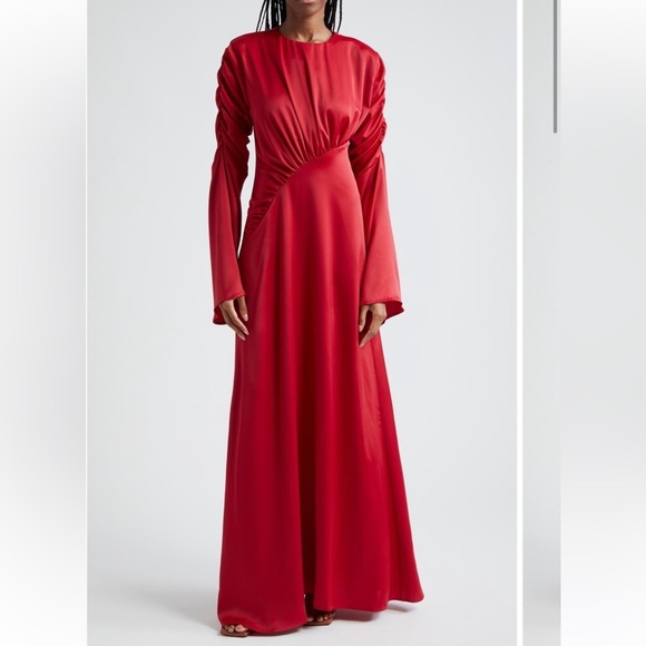 NWT ORIRE The Jou Red Long Sleeve satin Dress size 4 - Picture 7 of 10